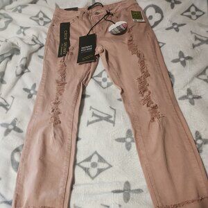 Pink denim jeans